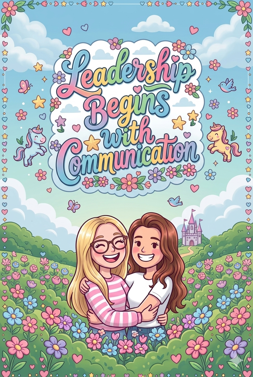 Illustration reading Leadership Begins with Communication